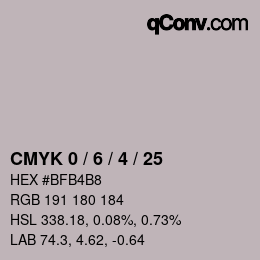 カラーコード: CMYK 0 / 6 / 4 / 25 | qconv.com