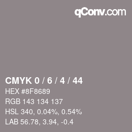 Color code: CMYK 0 / 6 / 4 / 44 | qconv.com