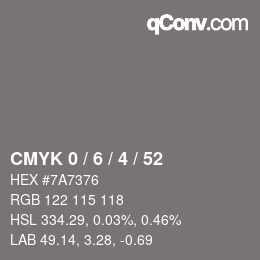 Color code: CMYK 0 / 6 / 4 / 52 | qconv.com