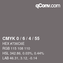 颜色代码: CMYK 0 / 6 / 4 / 55 | qconv.com