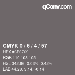 カラーコード: CMYK 0 / 6 / 4 / 57 | qconv.com