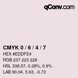 カラーコード: CMYK 0 / 6 / 4 / 7 | qconv.com