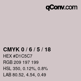 カラーコード: CMYK 0 / 6 / 5 / 18 | qconv.com