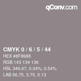 Color code: CMYK 0 / 6 / 5 / 44 | qconv.com