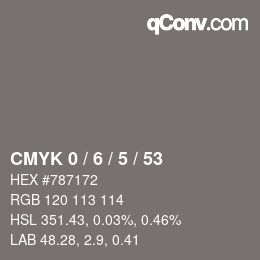 Color code: CMYK 0 / 6 / 5 / 53 | qconv.com