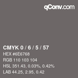 Color code: CMYK 0 / 6 / 5 / 57 | qconv.com