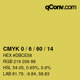 カラーコード: CMYK 0 / 6 / 60 / 14 | qconv.com