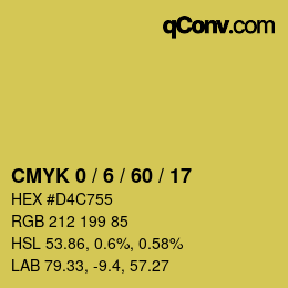 カラーコード: CMYK 0 / 6 / 60 / 17 | qconv.com
