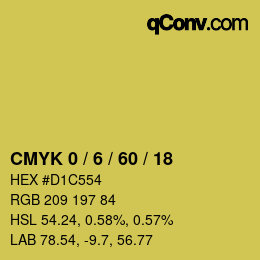 カラーコード: CMYK 0 / 6 / 60 / 18 | qconv.com