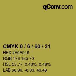 カラーコード: CMYK 0 / 6 / 60 / 31 | qconv.com
