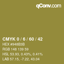 カラーコード: CMYK 0 / 6 / 60 / 42 | qconv.com