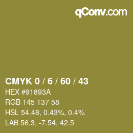カラーコード: CMYK 0 / 6 / 60 / 43 | qconv.com