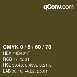 カラーコード: CMYK 0 / 6 / 60 / 70 | qconv.com