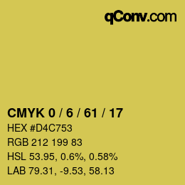 カラーコード: CMYK 0 / 6 / 61 / 17 | qconv.com