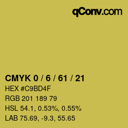 カラーコード: CMYK 0 / 6 / 61 / 21 | qconv.com