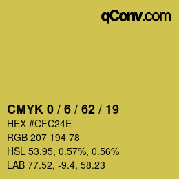 Código de color: CMYK 0 / 6 / 62 / 19 | qconv.com