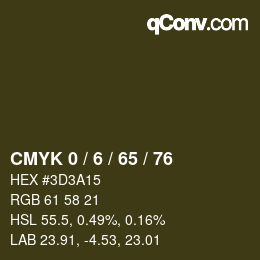 カラーコード: CMYK 0 / 6 / 65 / 76 | qconv.com