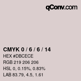 カラーコード: CMYK 0 / 6 / 6 / 14 | qconv.com