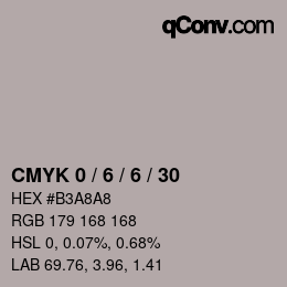 カラーコード: CMYK 0 / 6 / 6 / 30 | qconv.com