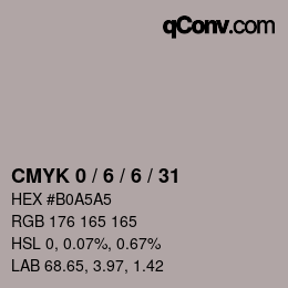 カラーコード: CMYK 0 / 6 / 6 / 31 | qconv.com