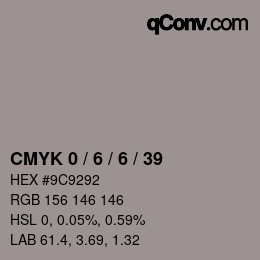 カラーコード: CMYK 0 / 6 / 6 / 39 | qconv.com