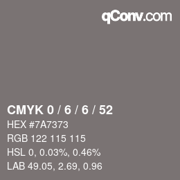 Color code: CMYK 0 / 6 / 6 / 52 | qconv.com