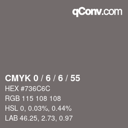 カラーコード: CMYK 0 / 6 / 6 / 55 | qconv.com