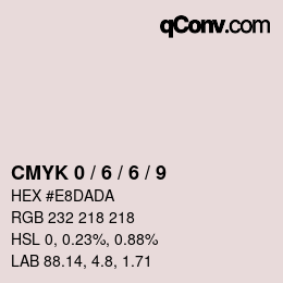 カラーコード: CMYK 0 / 6 / 6 / 9 | qconv.com