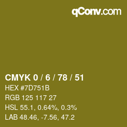 カラーコード: CMYK 0 / 6 / 78 / 51 | qconv.com