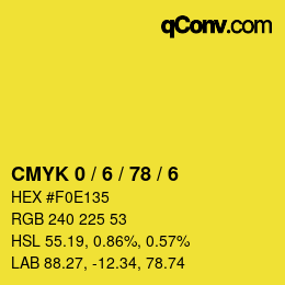 カラーコード: CMYK 0 / 6 / 78 / 6 | qconv.com