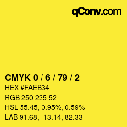 颜色代码: CMYK 0 / 6 / 79 / 2 | qconv.com