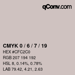 カラーコード: CMYK 0 / 6 / 7 / 19 | qconv.com