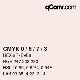 カラーコード: CMYK 0 / 6 / 7 / 3 | qconv.com