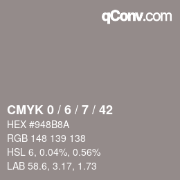 颜色代码: CMYK 0 / 6 / 7 / 42 | qconv.com