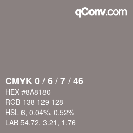 颜色代码: CMYK 0 / 6 / 7 / 46 | qconv.com