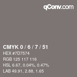 Farbcode: CMYK 0 / 6 / 7 / 51 | qconv.com