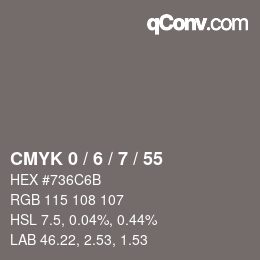 颜色代码: CMYK 0 / 6 / 7 / 55 | qconv.com