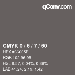 Farbcode: CMYK 0 / 6 / 7 / 60 | qconv.com