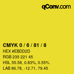 颜色代码: CMYK 0 / 6 / 81 / 8 | qconv.com