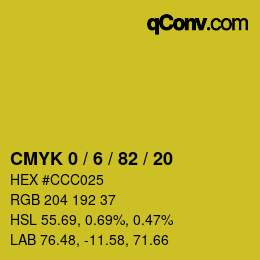 カラーコード: CMYK 0 / 6 / 82 / 20 | qconv.com