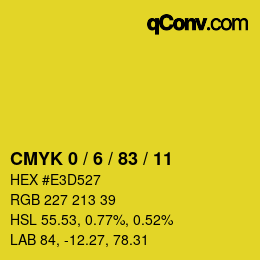 カラーコード: CMYK 0 / 6 / 83 / 11 | qconv.com