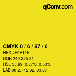 カラーコード: CMYK 0 / 6 / 87 / 6 | qconv.com