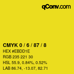 颜色代码: CMYK 0 / 6 / 87 / 8 | qconv.com