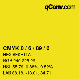 Farbcode: CMYK 0 / 6 / 89 / 6 | qconv.com