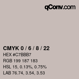 カラーコード: CMYK 0 / 6 / 8 / 22 | qconv.com