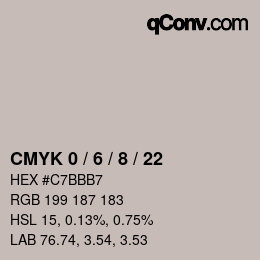 カラーコード: CMYK 0 / 6 / 8 / 22 | qconv.com