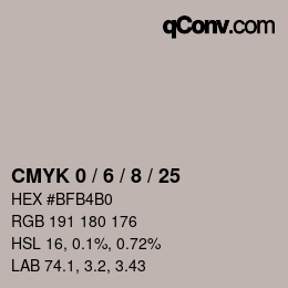 カラーコード: CMYK 0 / 6 / 8 / 25 | qconv.com