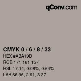 カラーコード: CMYK 0 / 6 / 8 / 33 | qconv.com