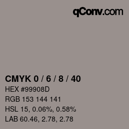 カラーコード: CMYK 0 / 6 / 8 / 40 | qconv.com