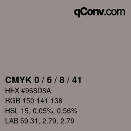 カラーコード: CMYK 0 / 6 / 8 / 41 | qconv.com